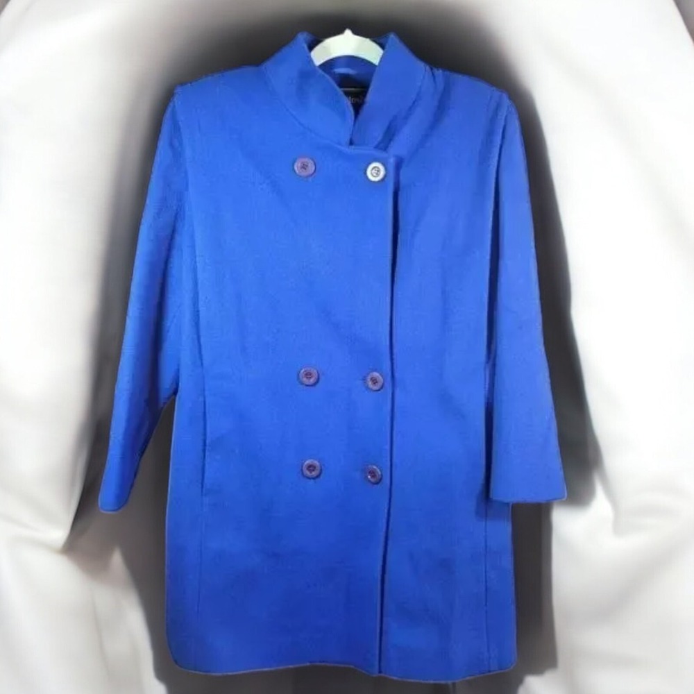 Vintage MacKintosh Woman's Wool Blend Pea Coat Blue Size 10 Military Style Used